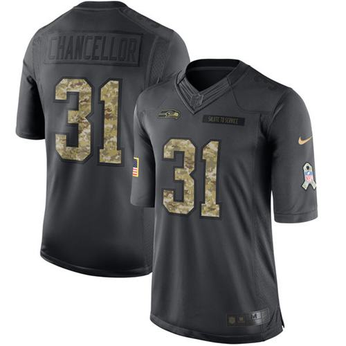 Nike Seahawks #31 Kam Chancellor Black Men's Stitched NFL Limited 2016 Salute to Service Jersey - Click Image to Close